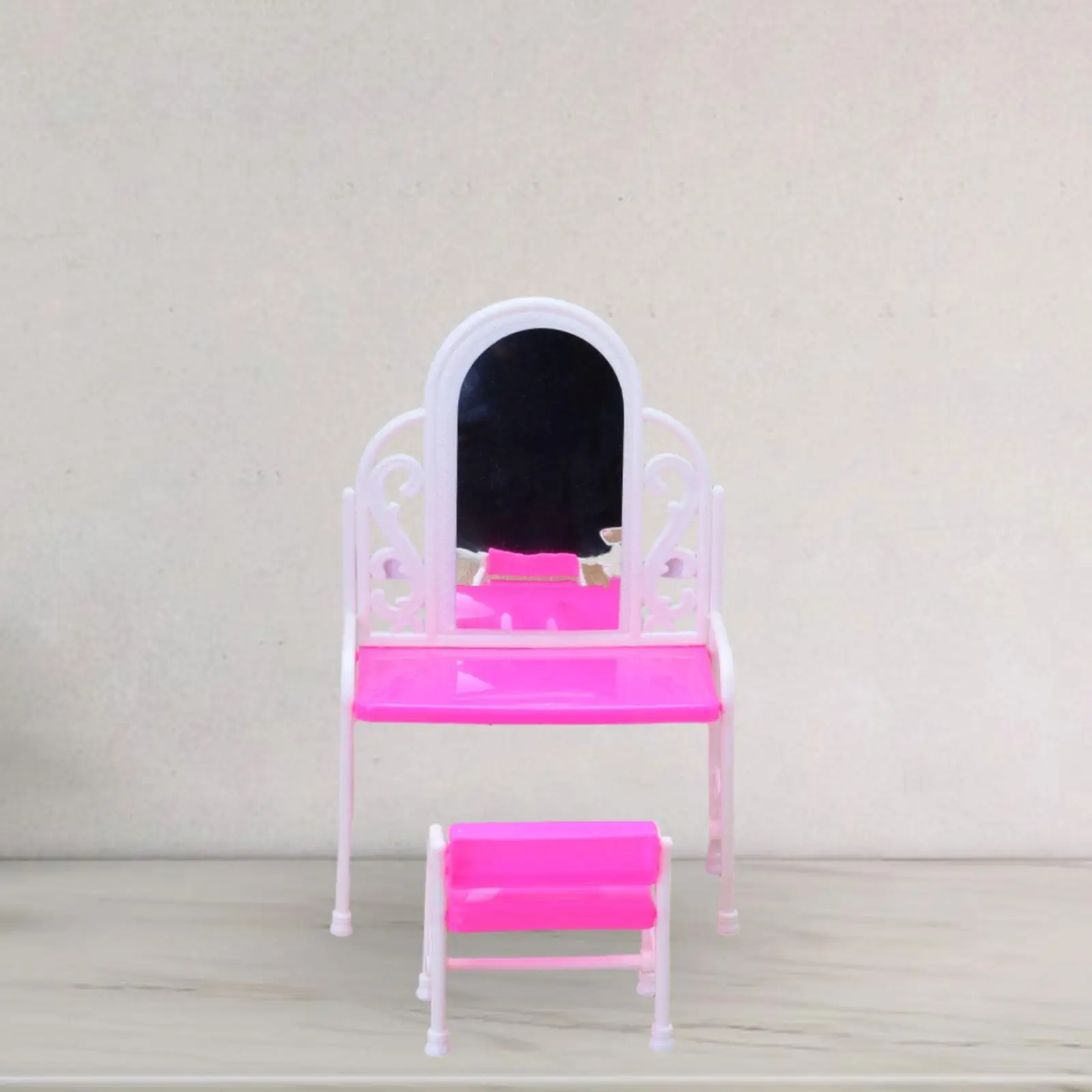 Mini House Accessories with Stool Dollhouse Makeup Vanity for Doll Ornaments