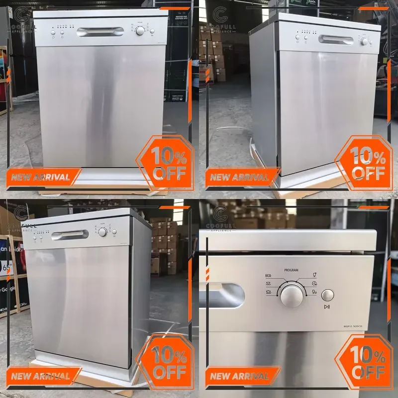for 12 Sets Silver Stainless Steel Dishwasher EU Standard A++ 90min Quick Clean Standalone 220V Kitchen Appliance Home Use