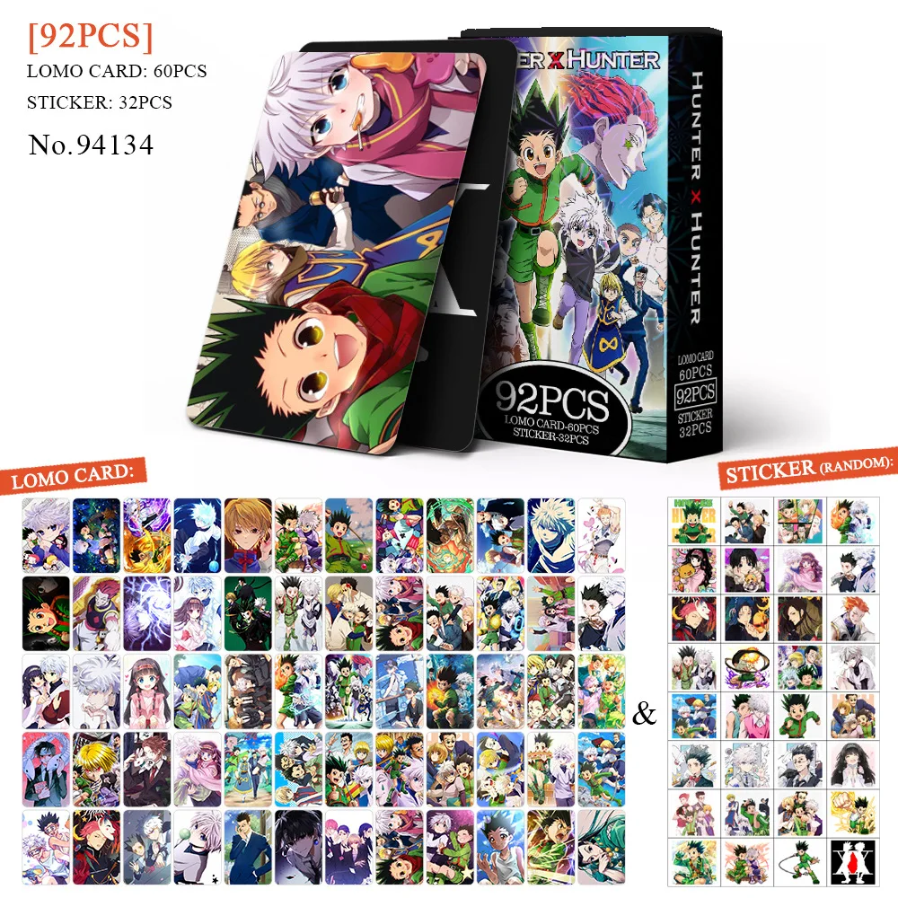 92Pcs/Set Hunter X Hunter High Quality Lomo Cards Gon Freecss Killua Zaoldyeck KURAPICA HD Printd Photocards And Stickers Gifts