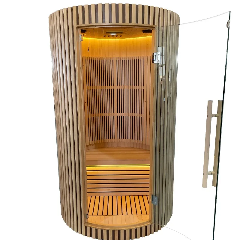 

Barrel Sauna Outdoor Solid Wood Hemlock Redwood 1 Person Dry Infrared