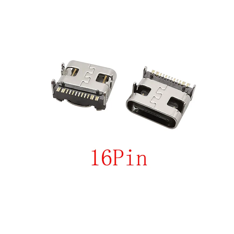 10Pcs USB Connector Type C Female Charging Port Jack 2/6/16 Pin Type-C Socket PCB Soldering SMD SMT DIY Repair Type C Adapter
