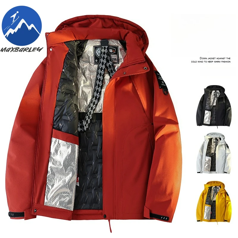 Maxbarley ماركة بطة معطف الرجال الفاخرة الشتاء سميكة الجرافين الدافئة يندبروف أسفل سترة 2026 جديد عادية الرياضة مقنعين سترة التزلج