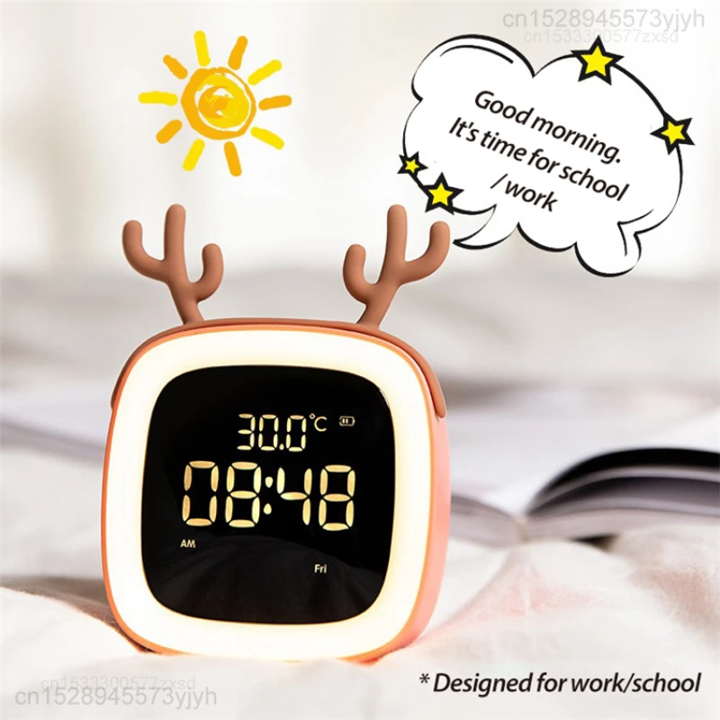 Xiaomi Creative LED Night Light with Thermometer Bedside Alarm Clock Bedroom Gift with Backlight Cute Desk Clock Home Decoration