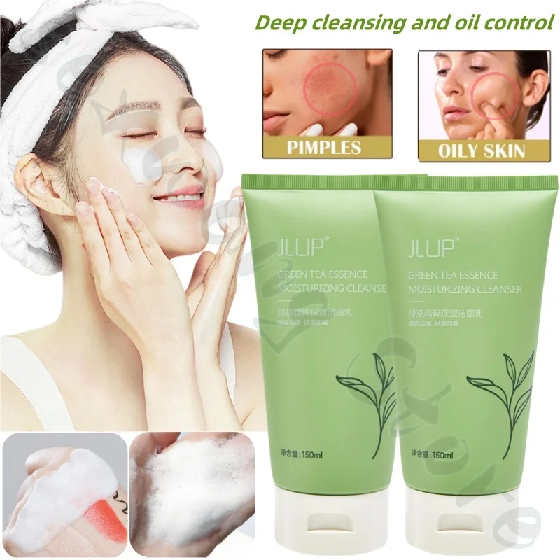 

Green tea essence cleanser deep cleansing shrink pores hydrating moisturizing refreshing facial cleanser for men and women