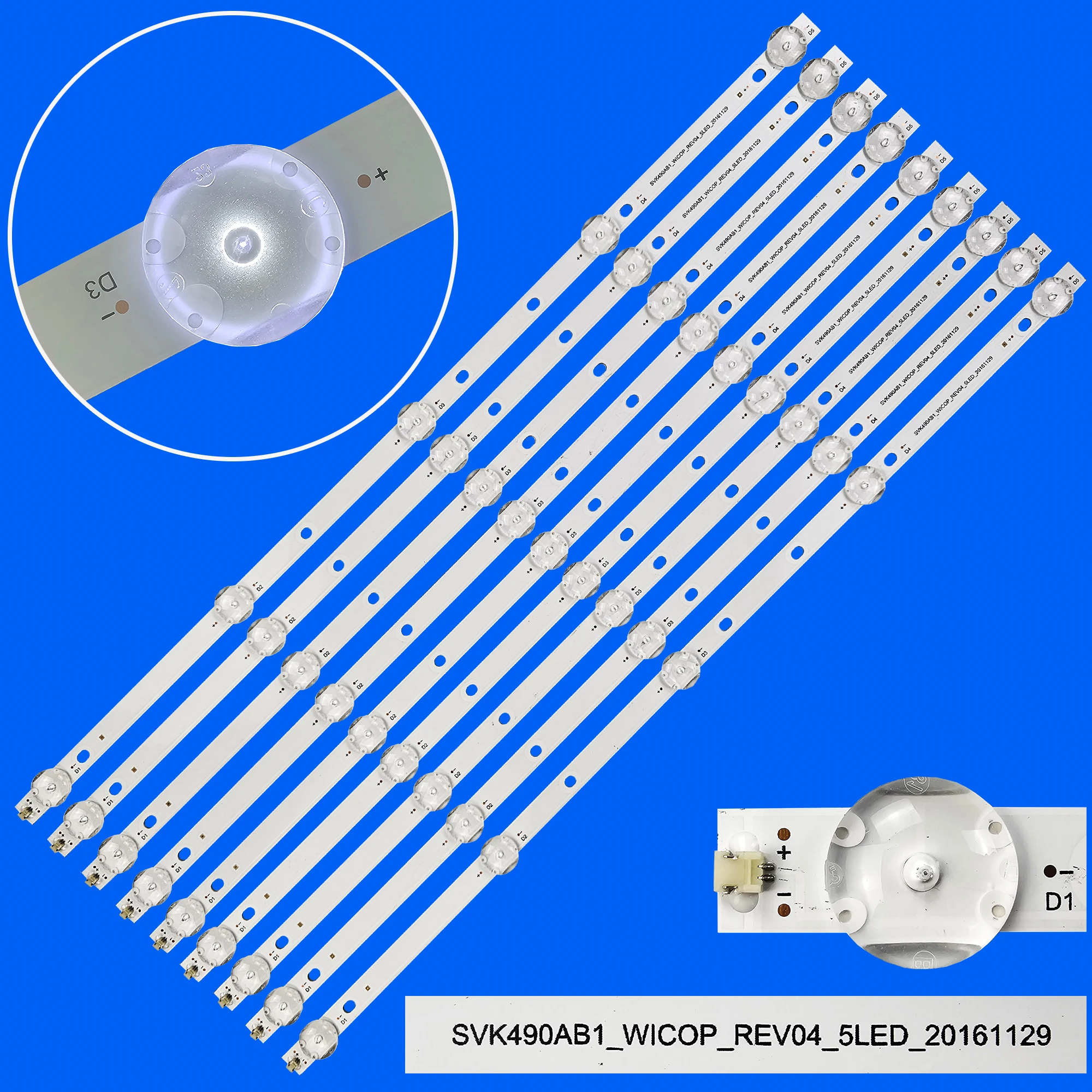 

1/5/10 sets LED Backlight strip for 49C310X SVK490AB1_WICOP_Rev04_5LED_20161129