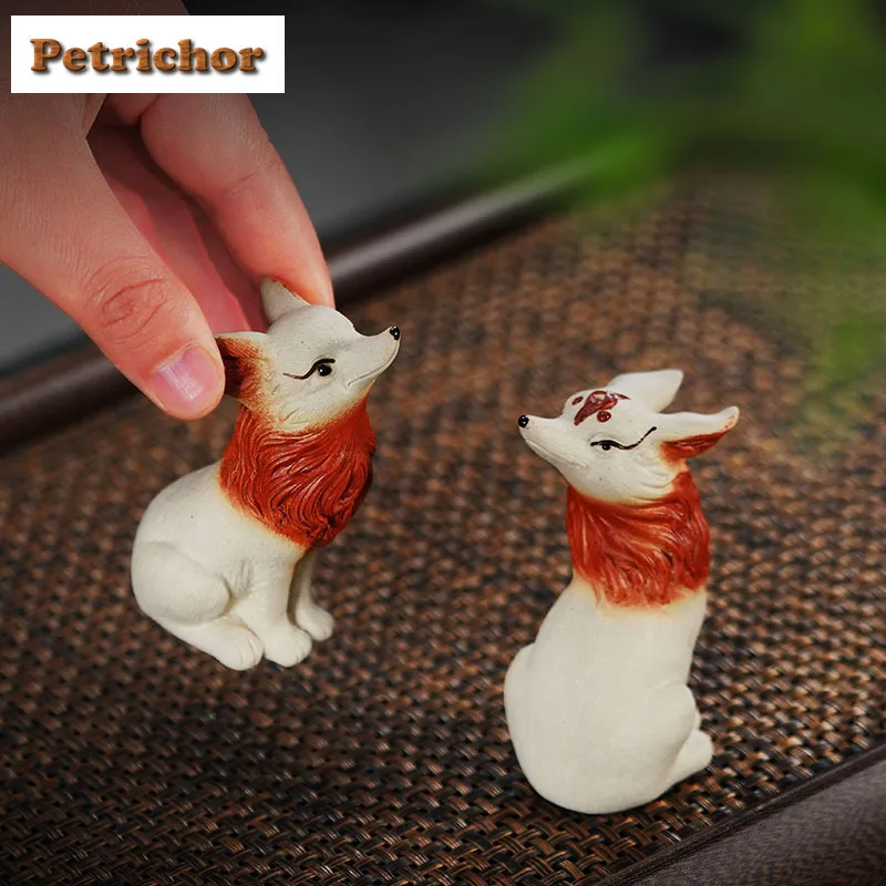 

Yixing Zisha Mini Cute Little Fox Tea Pet Boutique Tea Games Tea Figurine Play Toys Tea Statue Ornaments Desktop Accessories