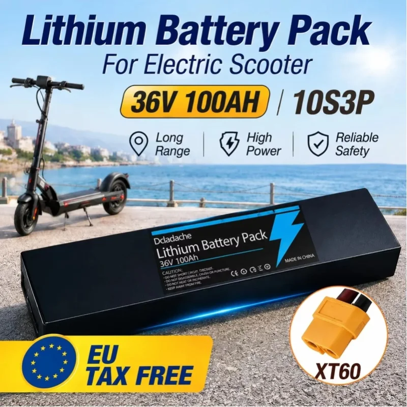 36V 100000mAh 18650 10S3P Wiederaufladbarer Lithium-Ionen-Akku - mit Ladegerät, geeignet für Elektroroller und Fahrräder, mit BMS und Hochleistungsmotor