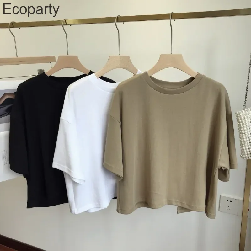Summer New Ladies Casual Backless T-Shirt 2025 Korean Women Round Neck Loose Sweet Spicy Wind Short-Sleeved Crop Tops