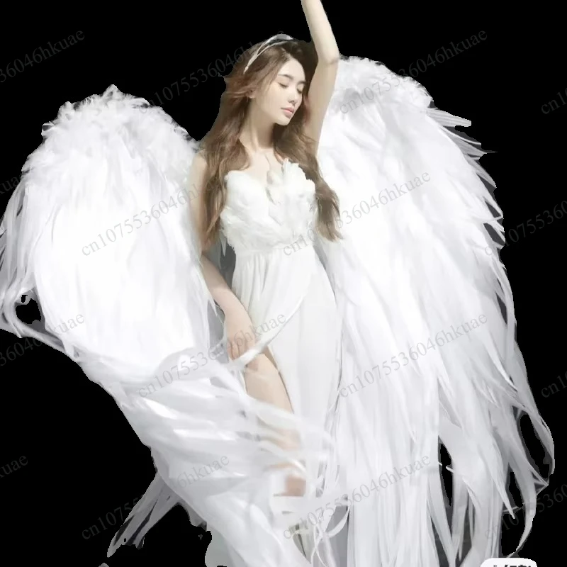 Oversized White Feather Angel Wings, Halloween Costume, Catwalk Nightclub Party Performance Props