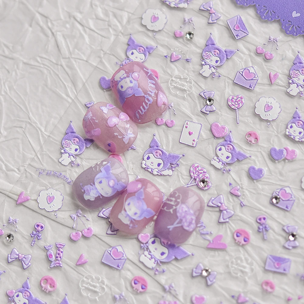 1PCS 귀여운 쿠로미 5D 네일 스티커 네일 아트 액세서리 산리오 애니메이션 캐릭터 스티커 네일 아트 액세서리