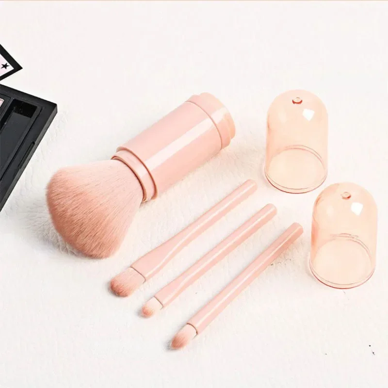 4 in 1 มินิน่ารักแปรงแต่งหน้าแปรงแต่งหน้าท่องเที่ยวชุด Retractable Professional Foundation Blending Powder แปรงอายแชโดว์