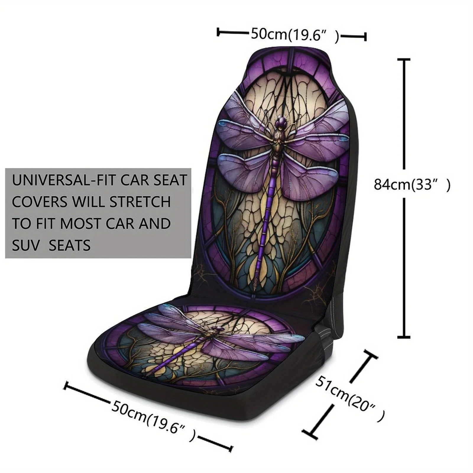 2pcs Of Cute Purple Dragonfly Covers For A Natural And Casual Style, Breathable And Non-Slip, Perfect As A Holiday Gift For Car