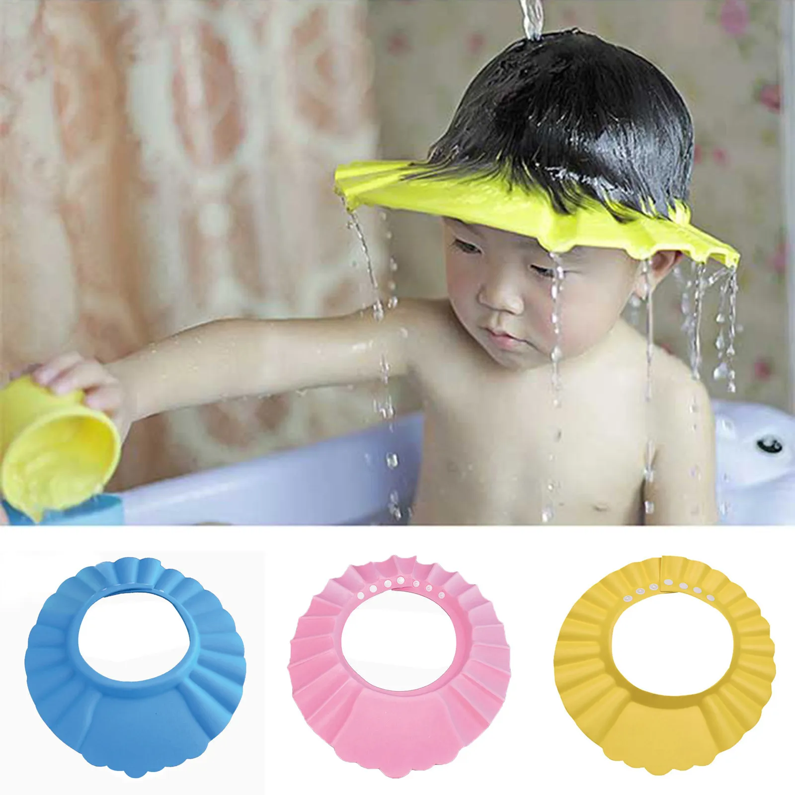 

Safe Shampoo Shower Bathing Bath Protect Soft Cap Hat For Baby Wash Hair Shield Bebes Children Bathing Shower Cap Hat Kids