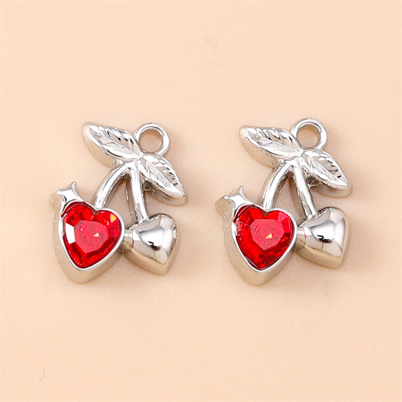5 Stück 10x12mm Niedliche Mini-Kristall-Frucht-Kirschanhänger für die Herstellung von Halsketten, Ohrringen, Armbändern, DIY-Bastelarbeiten, Schmuckzubehör – Detail 7