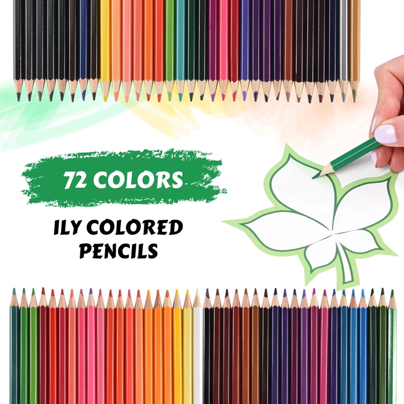 Color Lead 72 Color Color Pencil Set Roller Blind Set Wooden With Rubber Pencil Sharpener Extender