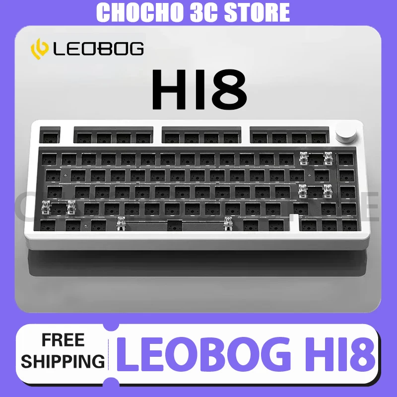 Leobog Hi8 White Keyboard Kit Wireless Bluetooth Aluminium Alloy Customization Pbt 3 Mode Gasket Gaming Mechanical Keydous