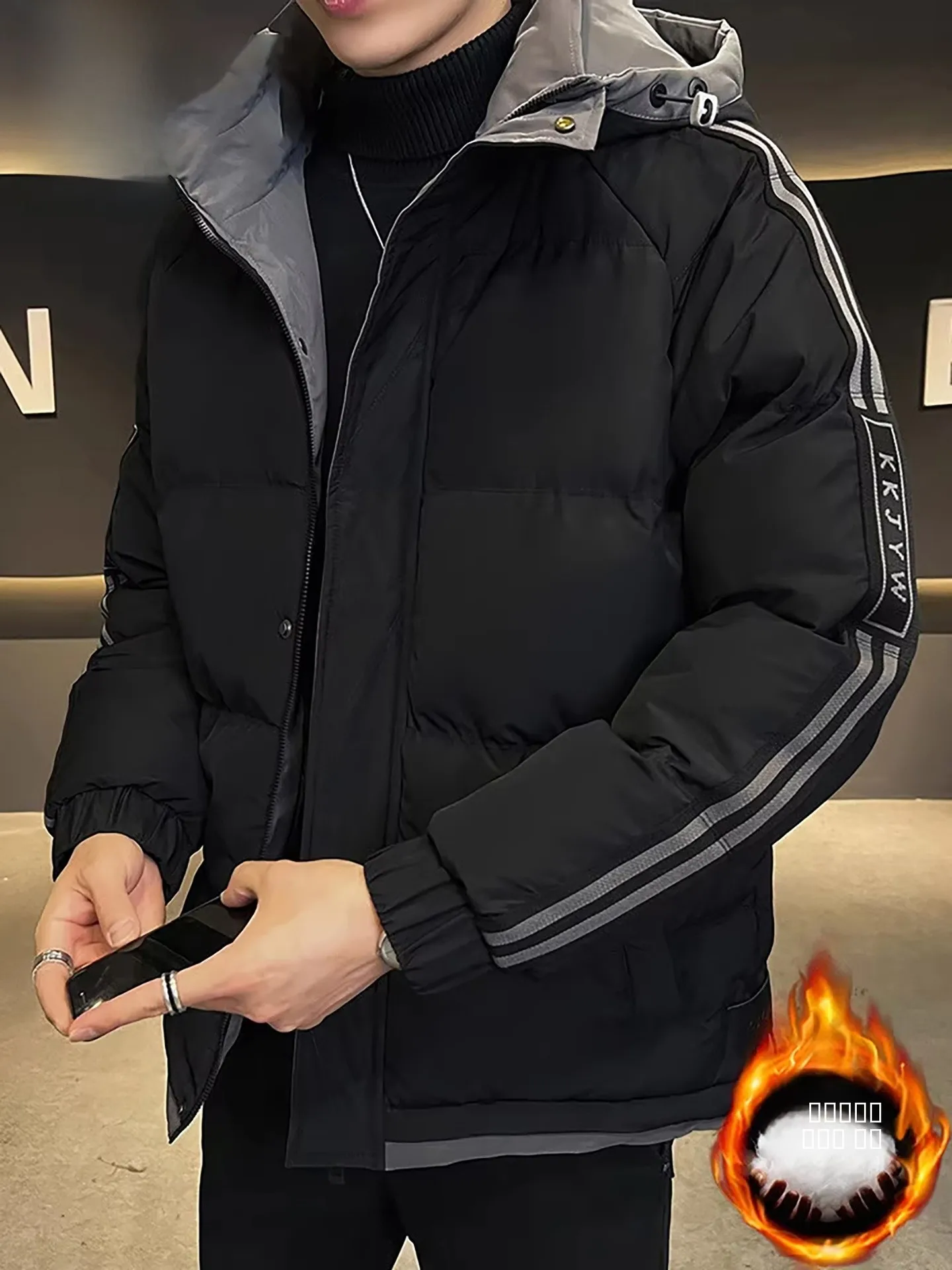 

TUCANO New Men's Thiened Warm Hooded Cotton Jaet Winter Faion Youth Cotton Clothes Cold Resistance Casual Long Sve Z...