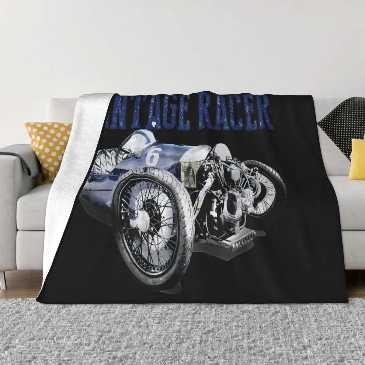 Vintage Racer Morgan 3 Wheeler Motorsport Game Female Selling Cute Goth Homme Customized Fresh Design Throw Blanket