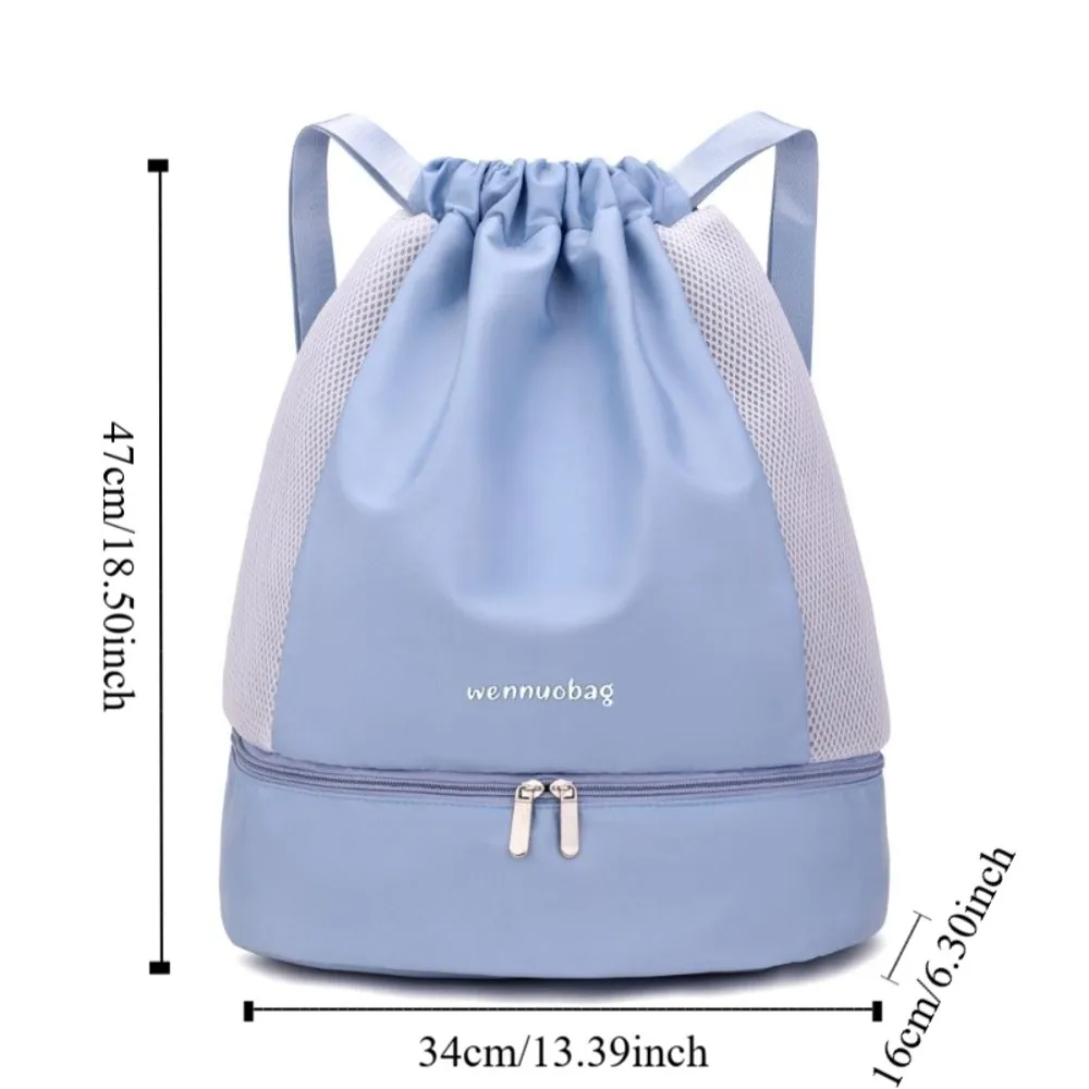 Fashion Oxford Drawstring Backpack Casual Cinch String Fitness Bag Shoes Compartment Dry and Wet Separation Travel Bag Teenager