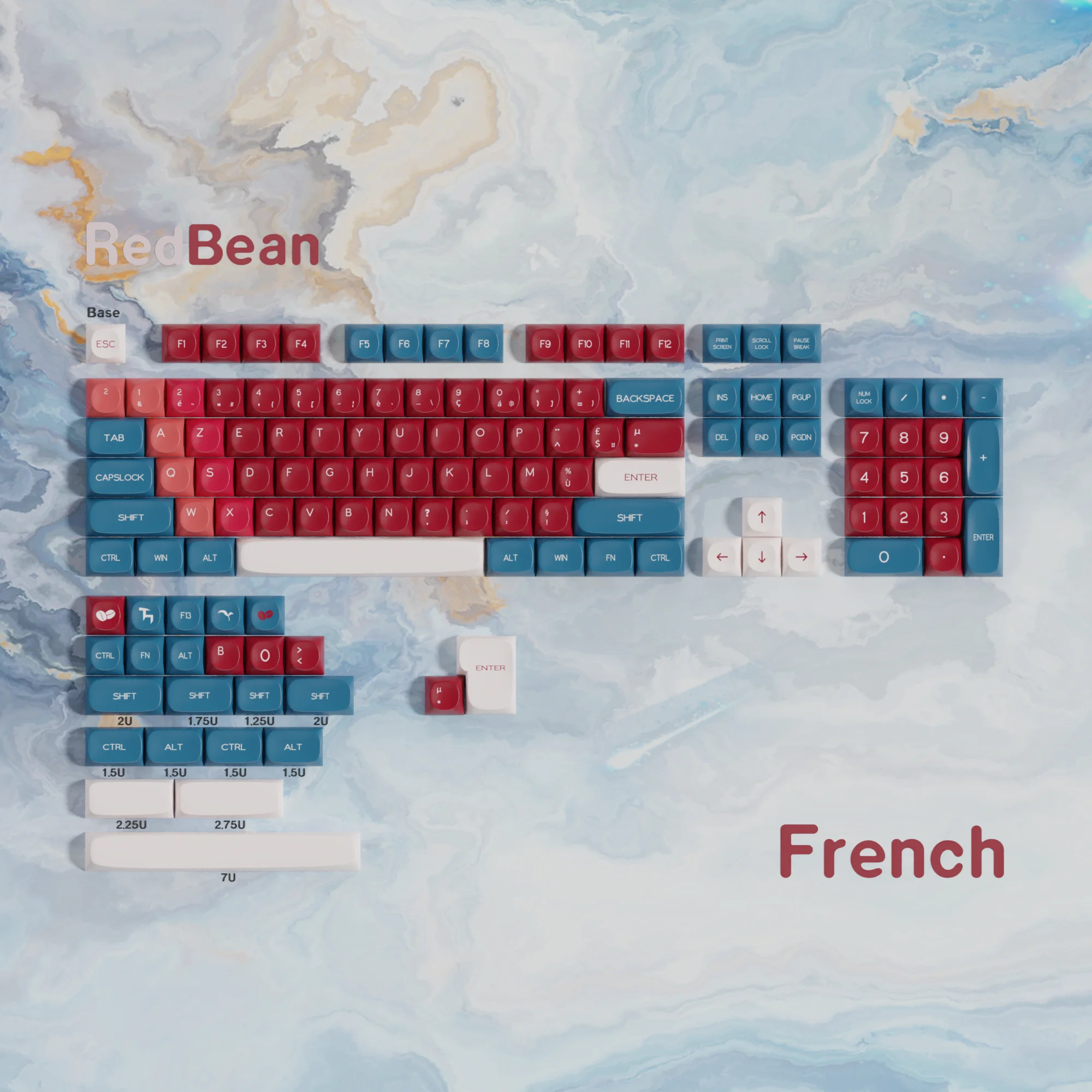 Red Bean Keycaps Moa Profile Dye-Sub Kr Ru Spaans Duits Frans Arabic Abnt2 Iso Ansi Layout Voor Mechanische Keyboards 7u Space