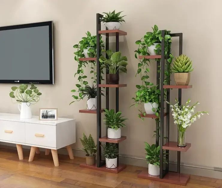 Orchid shelf of green lotus, living room bedroom flower shelf, multi-storey indoor iron balcony flower shelf