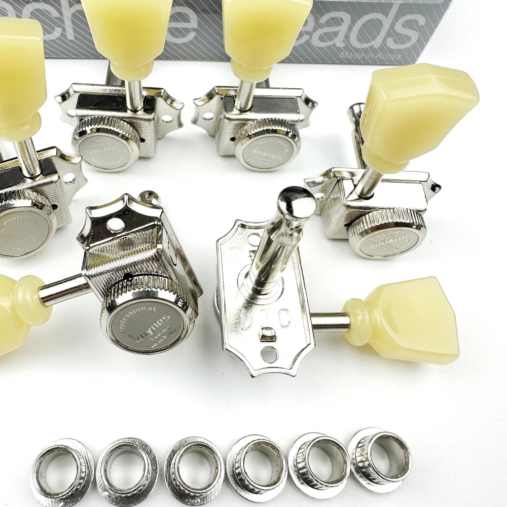 1 Set 3R3L Vintage Deluxe Locking Electric Guitar Machine Heads Tuners For LP SG Electric Guitar Nickel Silver Tuning Pegs