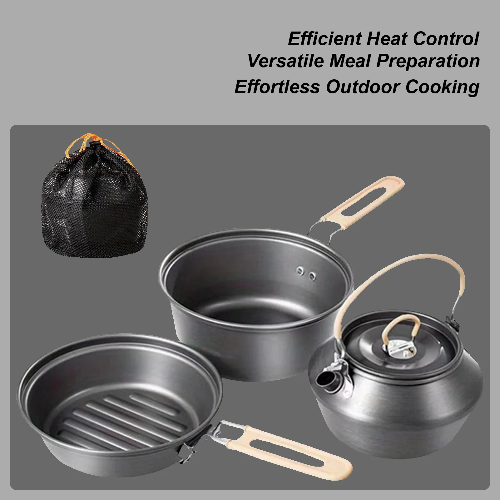 

Camping Cooking Set Camping Kitchen Set Frying Pan Teapot Kitchen Supplies Cookware for Frying Stewing BBQ Outdoor Hiking