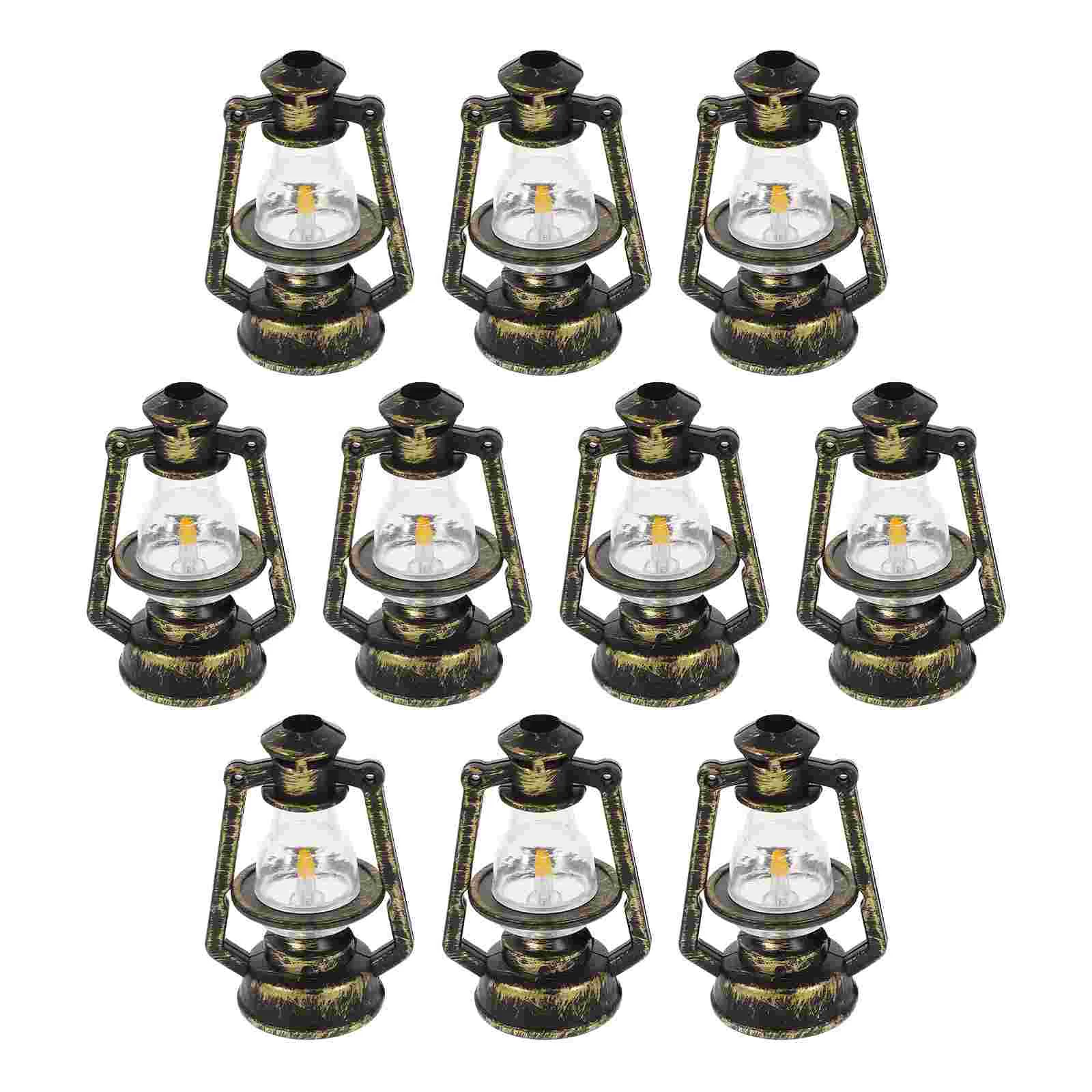 10 Pcs Mini Kerosene Lamp Lantern Light Decor Simulation Adorn Shape Christmas Tree Miniature Ornament Decoration Xmas