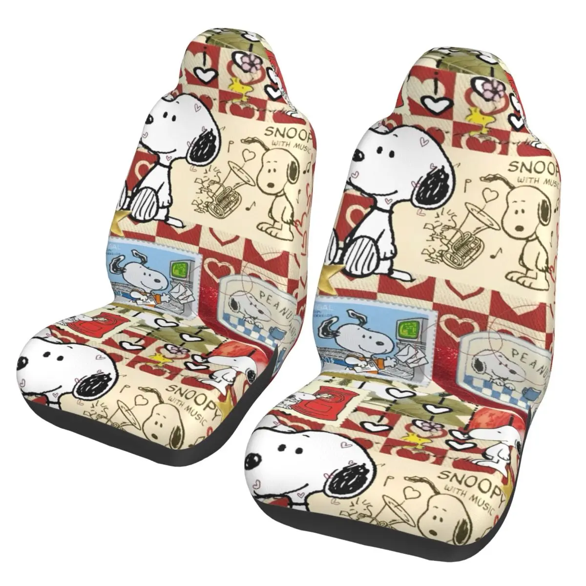 

Чехол на автомобильное сиденье Snoopy, гибкие чехлы на сиденья, 2 шт., универсальные, подходят для автомобилей, внедорожников, грузовиков