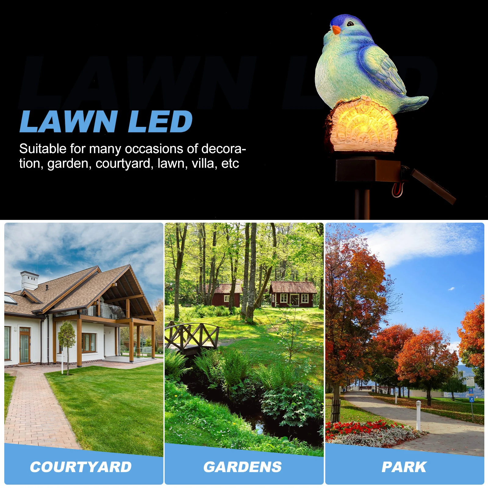 

Garden Light Lawn LED Yard Landscape Night Resin Lamp Outside Waterproof Courtyard