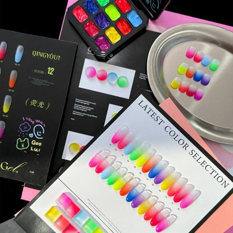 الصلبة جيل للأظافر لوحة الفلورسنت بات اللوحة الربيع الصيف اللون لمسمار الفن تصميم شبه دائم نقع قبالة الأشعة فوق البنفسجية هلام الورنيش