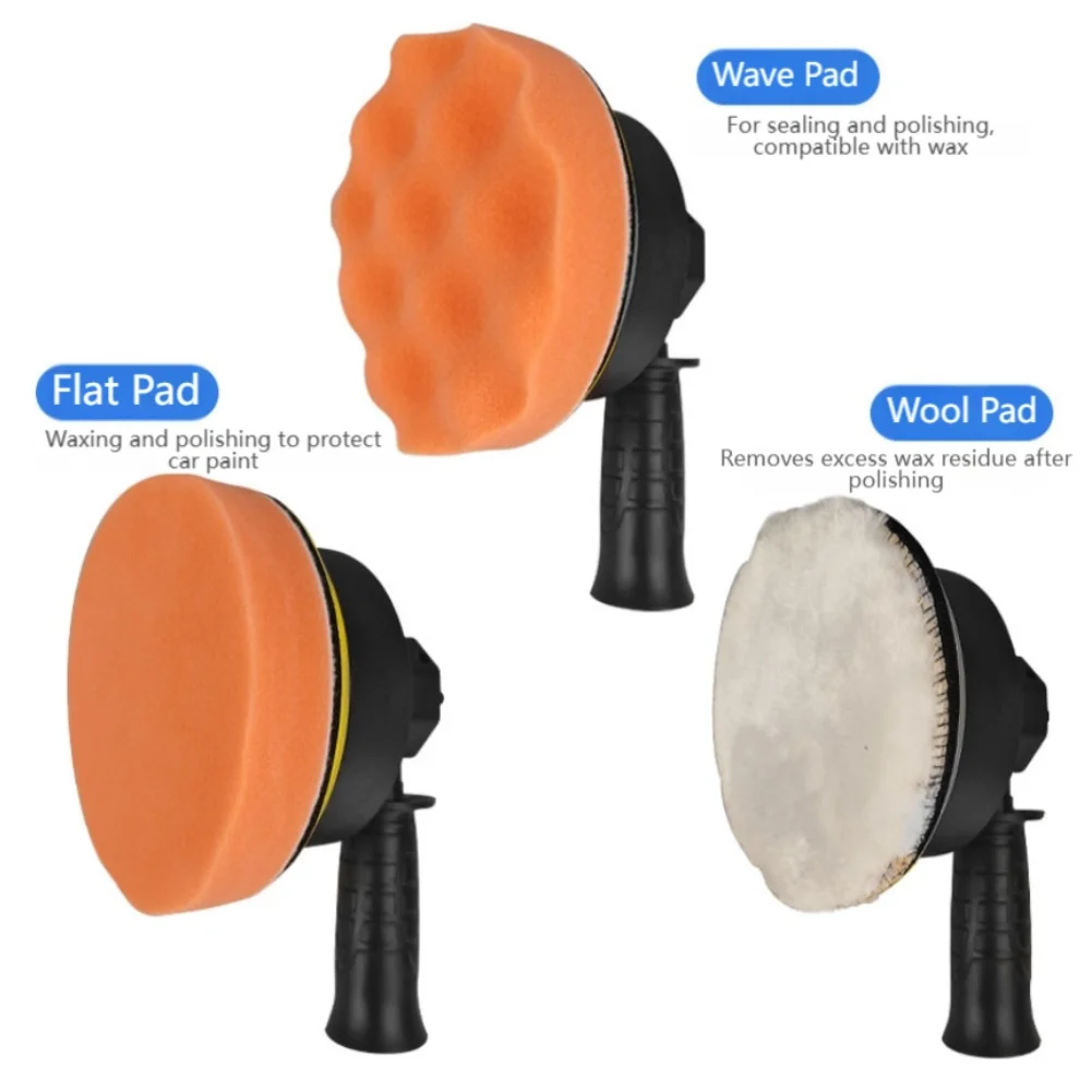 Efficient Car Waxing And Glazing Polisher Car Polishing Pad Orange, Black And White Drill Polisher Flat And Wool Discs