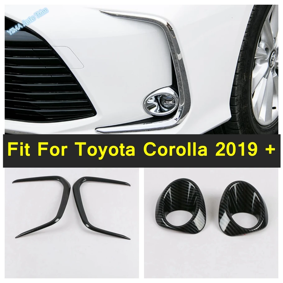 Chrome / Carbon Fiber Auto Front Head Fog Lights Foglight Lamp Ring Frame Cover Trim For Toyota Corolla 2019 - 2024 Accessories