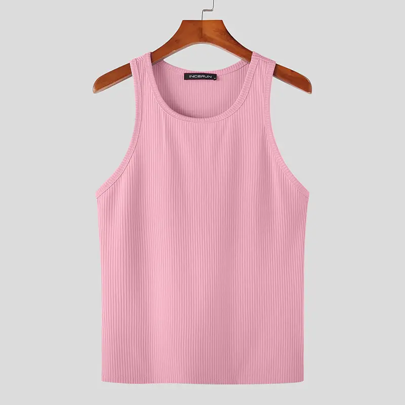 Casual Well Fitting Tops INCERUN Men's Solid Color Pinstripe Sleeveless Vests Streetwear Sports All-match Loose Waistcoat S-5XL - Image 11