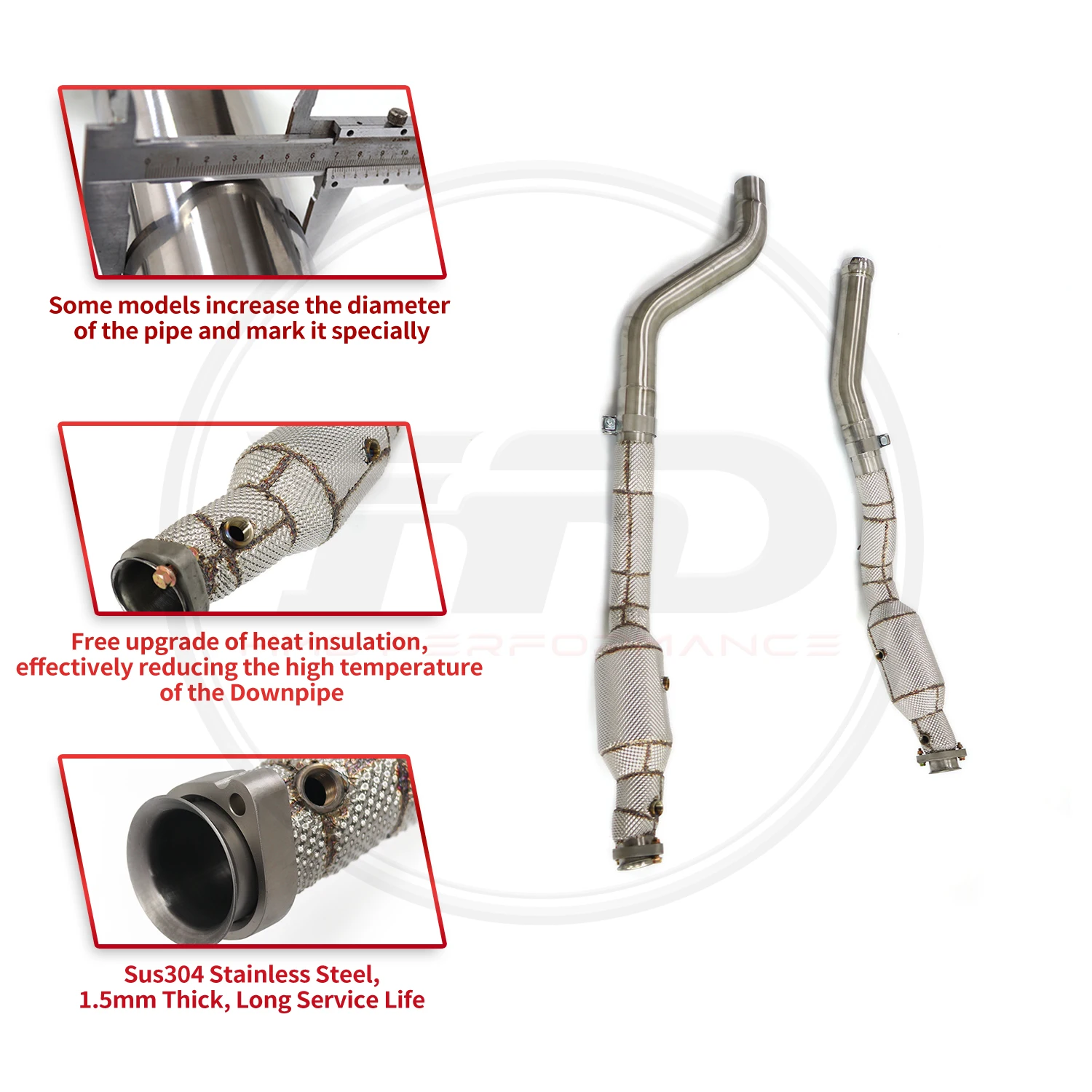 HMD Hot Sale Exhaust System High Flow Performance Downpipe for Mercedes Benz AMG GLE63 W166 C292 5.5T With Heat Shield