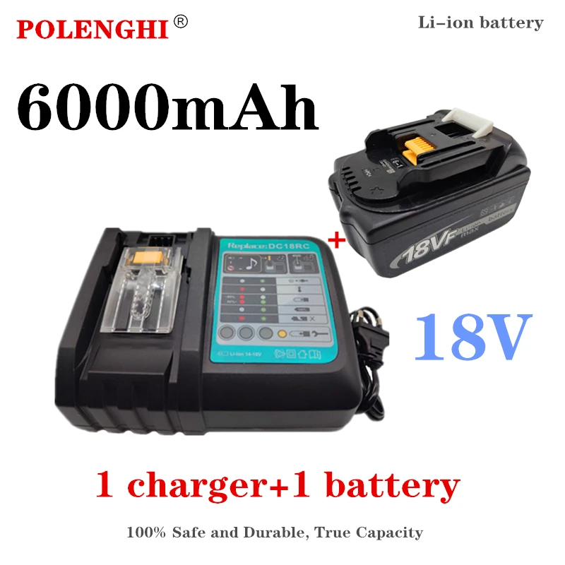 

18V 6000mAh replaces MAKITA to replace battery LXT BL1860B BL1860 BL1850 electric tool rechargeable lithium-ion battery+charger