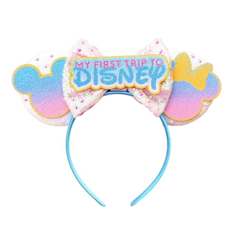 Disneyland Ears Hair Bands For Girls Disney Mickey Headbands Kids Cosplay Minnie Mouse Hair Band Women Sequins Bow Headband Baby