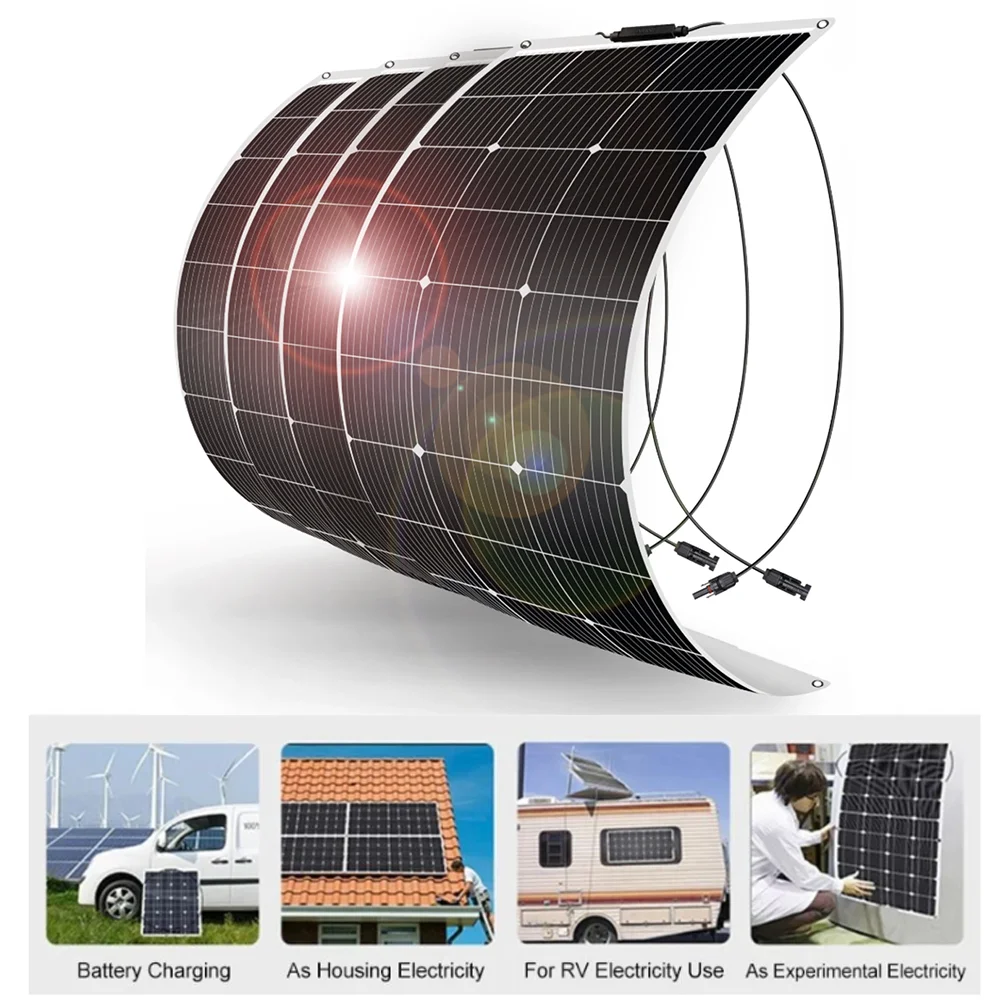 Imagem -02 - Kit Completo Solar Painel 2000w 220v Inversor Potência Exterior Portátil Sistema Solar Kit 4x100w 30a Controlador Carro Camping