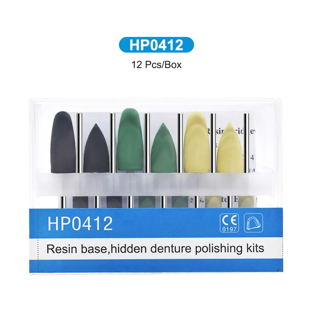 HP0412 12 stks/set Tandheelkundige Hars Basis Verborgen Prothese Polijsten Kits voor Lage Snelheid Contra Hoek Handstuk Tandheelkunde Gereedschap