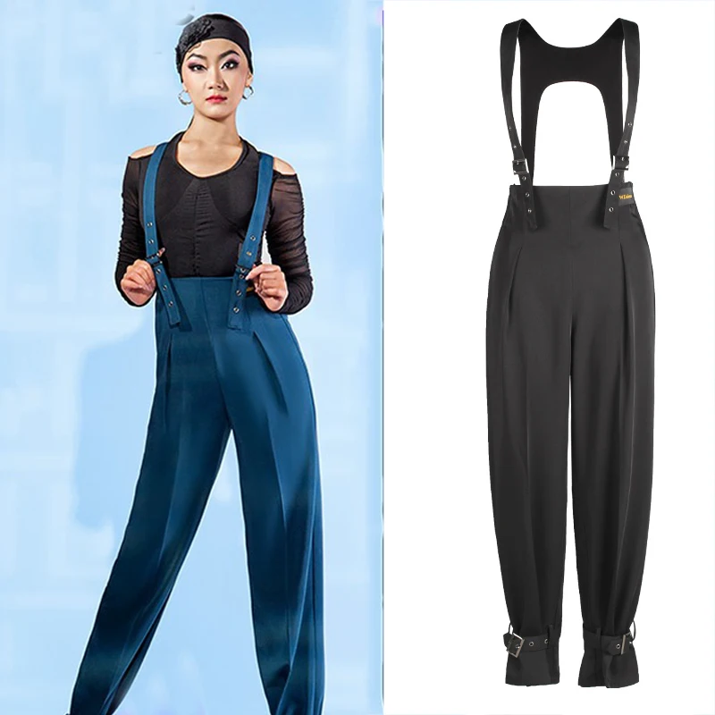 

2022 New Women'S High Waist Latin Dance Pants Overalls Modern Dancing Trousers Women National Standard Training Clothes SL6245