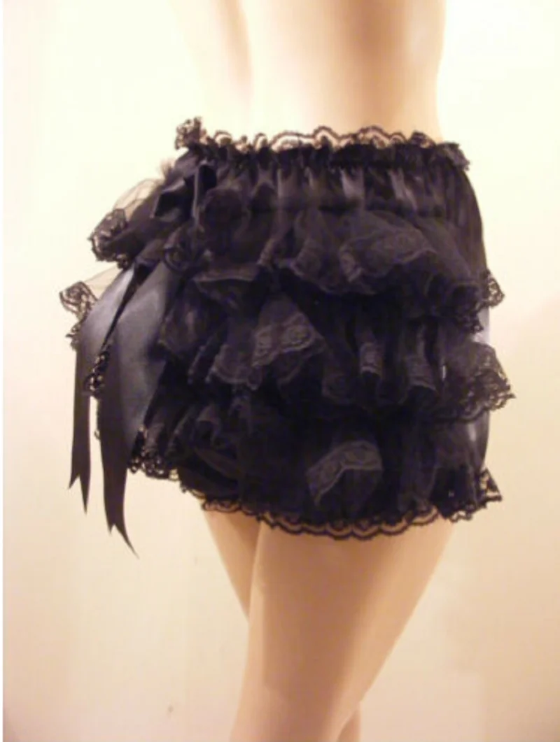 Hot Selling Adult Baby Sissy Satin Black Ruffled Back Diaper Cloak Underwear Clothing Customization