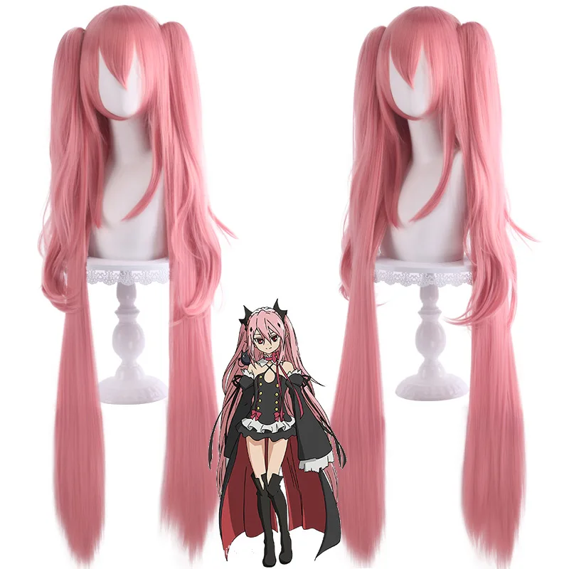 Длинный прямой синтетический розовый парик для косплея с двойными хвостами 110 см, костюм для вечеринки на Хэллоуин, женские термостойкие волокна волос