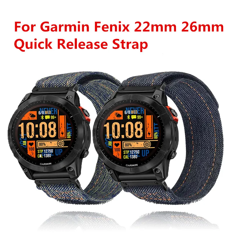 Pulseira de nylon para Garmin, Pulseira para Garmin Tactix 7Pro Fenix 7X 6X 7 5 6 Pro 5X Plus 3 3HR, Correia 26mm 22mm