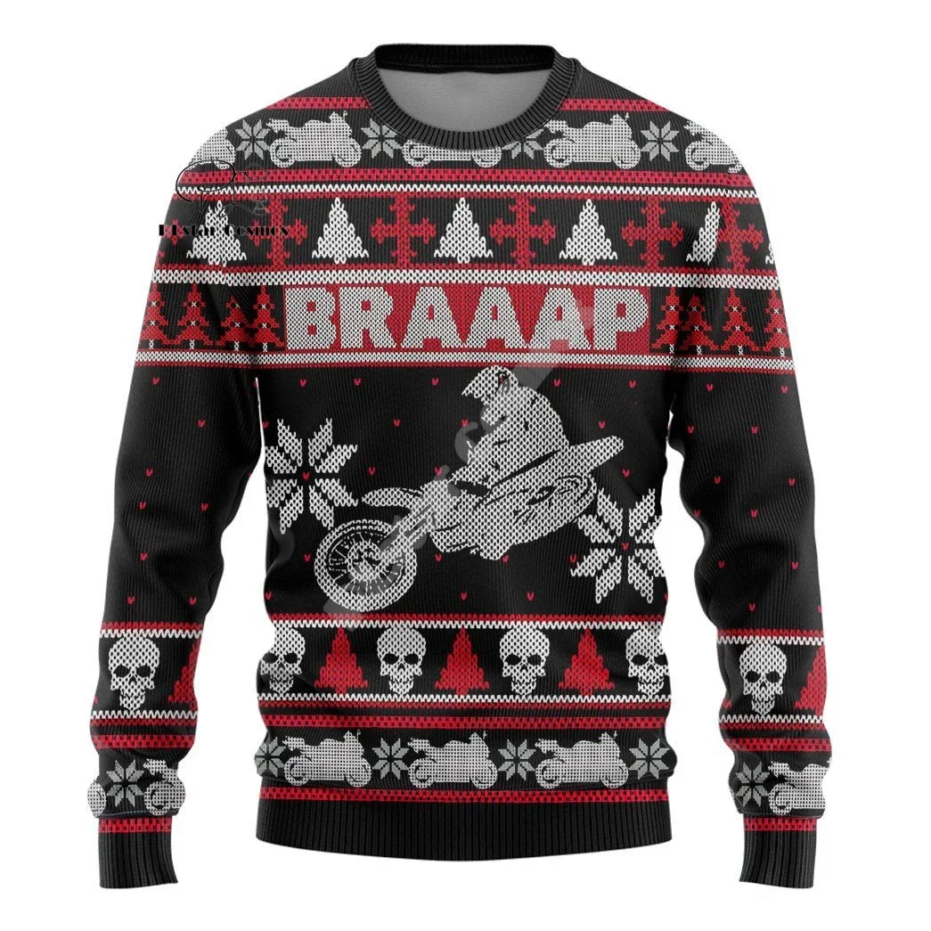 2024 Natal Santa Claus kartun Anime Graffiti Retro musim dingin Sweater jelek 3DPrint Harajuku Pullover kasual lucu lengan panjang