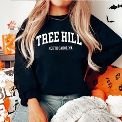 Mulheres One Tree Hill Algodão manga comprida Hoodies, saltador universitário, moletom de inverno, Roupas femininas, América do Norte, Moda