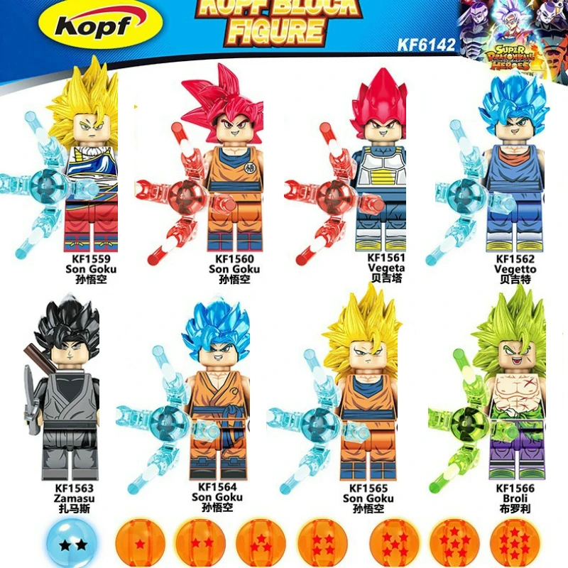 Bandai Goku Lega Building Blocks, Super Saiyan personagem de desenho animado, modelo montado, Anime Figurines, bloco de construção para aniversário