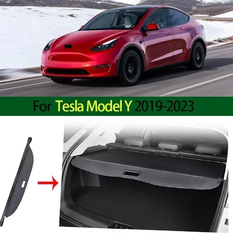 For Tesla Model Y 2019-2023 Rear Trunk Cargo Cover Luggage Carrier Retractable Partition Storage Shield Car Interior Accessories