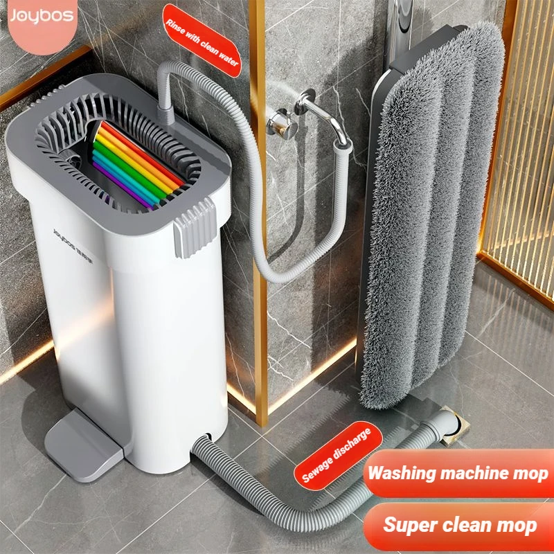 

Joybos Flat Mop With Bucket,Floor Cleaning,Wall-Mounted Scraping,Free-Handed Washing,Toilet,Bathroom,Microfiber Clean,Big Mop