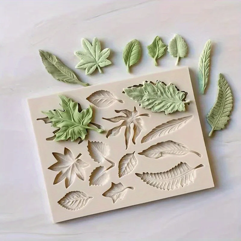 1 Stück 3D-Silikon-Blätterform – vielseitiges DIY-Dekorations- und Werkzeug mit realistischen Blattdesigns, Zubehör für künstlerische und handwerkliche Zwecke – Detail 4