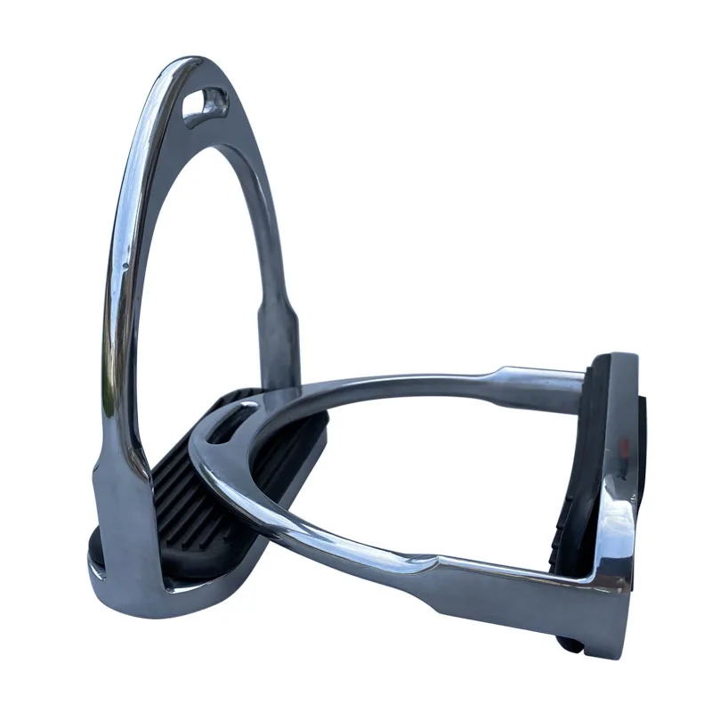 ركاب الحصان من الفولاذ المقاوم للصدأ، سبيكة خفيفة الوزن + وسادة مطاطية لرياضات الفروسية الآمنة